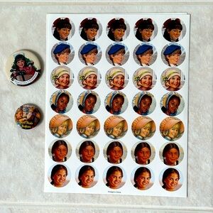 🌟HP⭐️Vintage American Girl Button Pins + Stickers